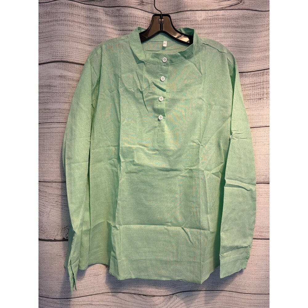 NWOT Mens 100% Cotton Sage Green Button Up Shirt Size XL